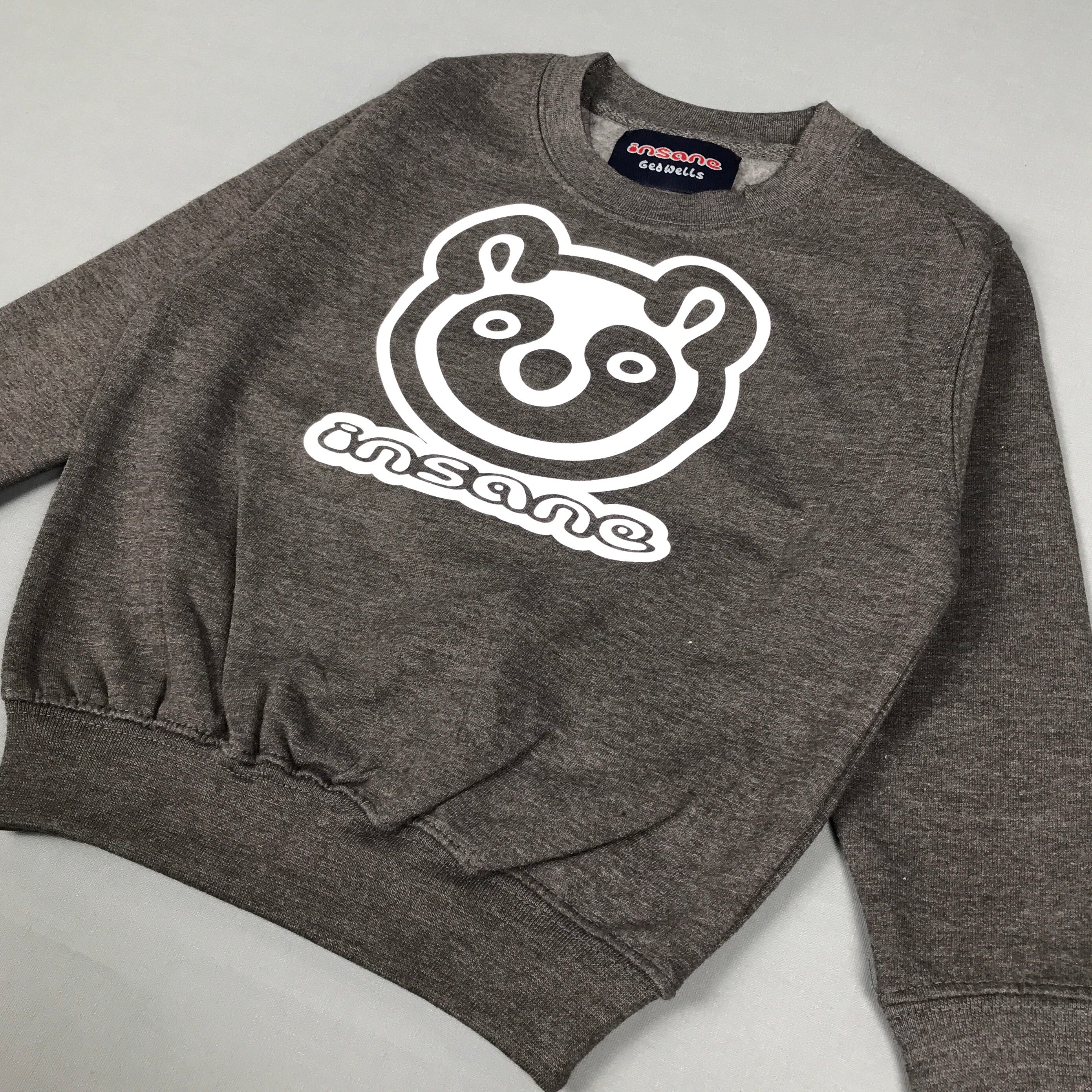 Insane Kids Panda Face Grey Crew Sweat